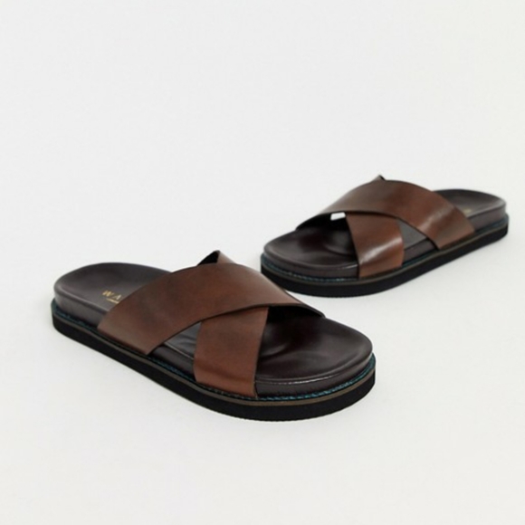 Walk London Tommy Sandals in Brown 100% Leather - Picture 2 of 5